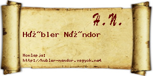 Hübler Nándor névjegykártya